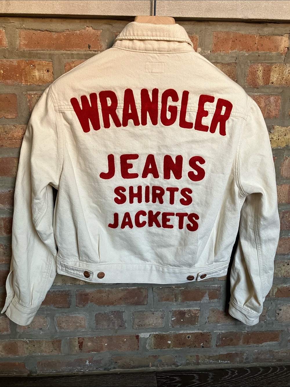 Wrangler Western Denim Jacket in a natural cream color